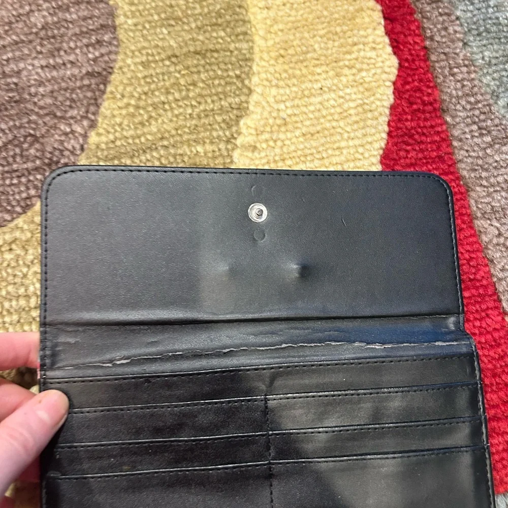 Kate Spade New York Vintage Retro Y2K Stripe Long Trifold Wallet Card Holder
